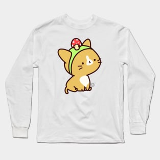 Mushroom Hat Cat Long Sleeve T-Shirt